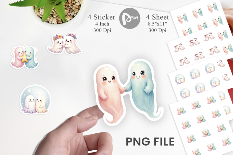 Pastel Ghost Twins Sticker