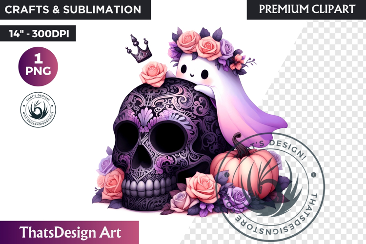 Pink Pastel Goth Halloween Ghost PNG, Cute Spooky Kawaii