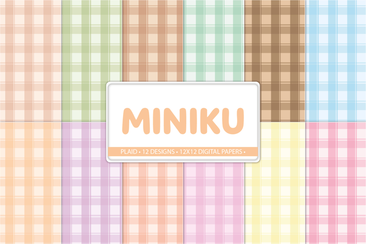 Pastel Gingham Digital Paper Pack, Cute Plaid Backgrounds