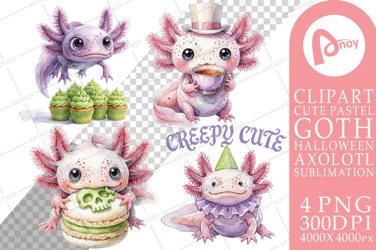 Axolotl Spooky Tea Party Sublimation