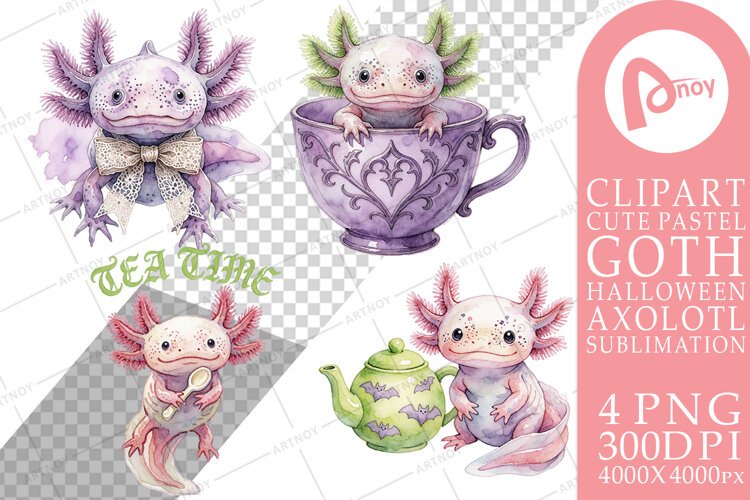 Axolotl Spooky Tea Party Sublimation example image 1