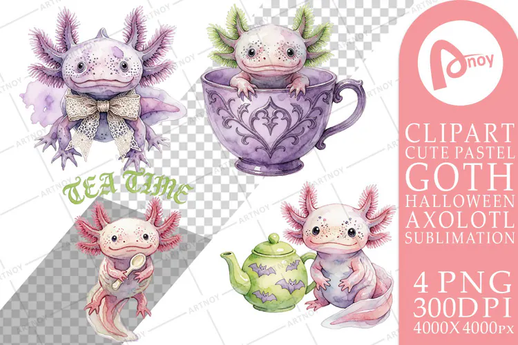 Axolotl Spooky Tea Party Sublimation