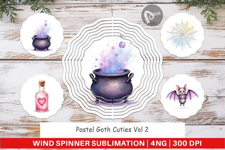 Wind Spinner Watercolor Pastel Goth Cuties