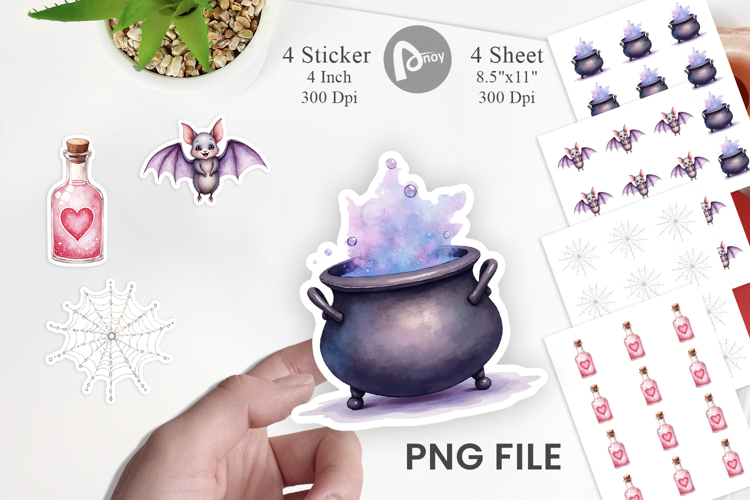 Sticker Watercolor Pastel Goth Cuties