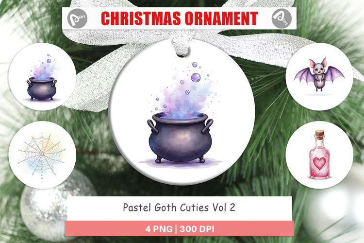 Ornament Watercolor Pastel Goth Cuties