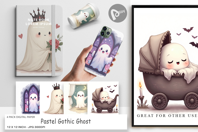Digital Paper Pastel Gothic Ghost