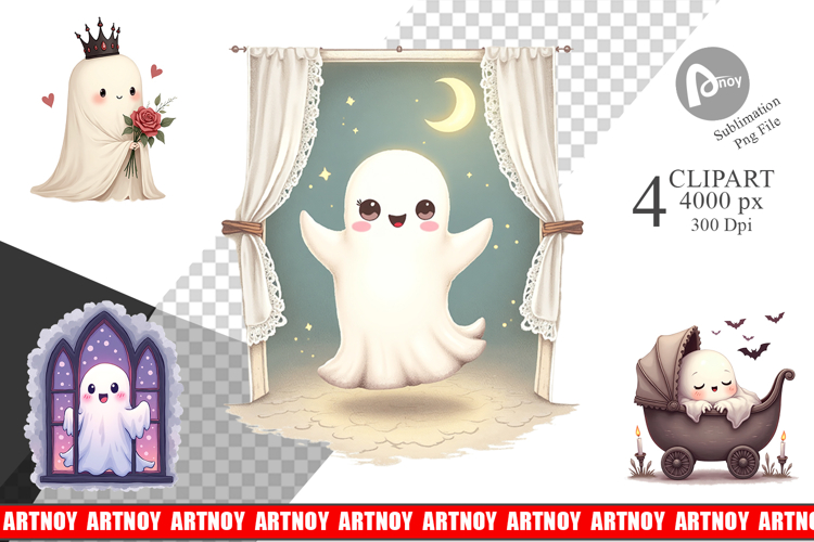 Pastel Gothic Ghost Clipart