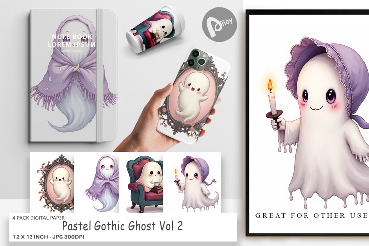 Digital Paper Pastel Gothic Ghost