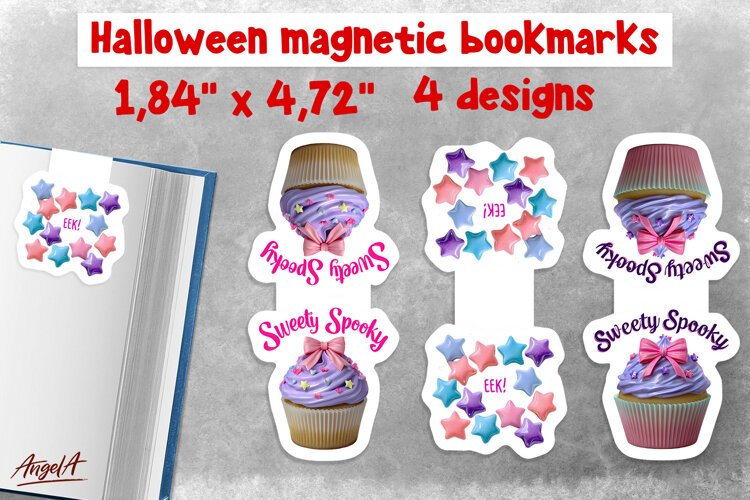 Pastel halloween magnetic bookmarks Cupcake Candy example image 1