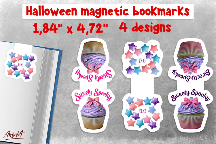 Pastel halloween magnetic bookmarks Cupcake Candy