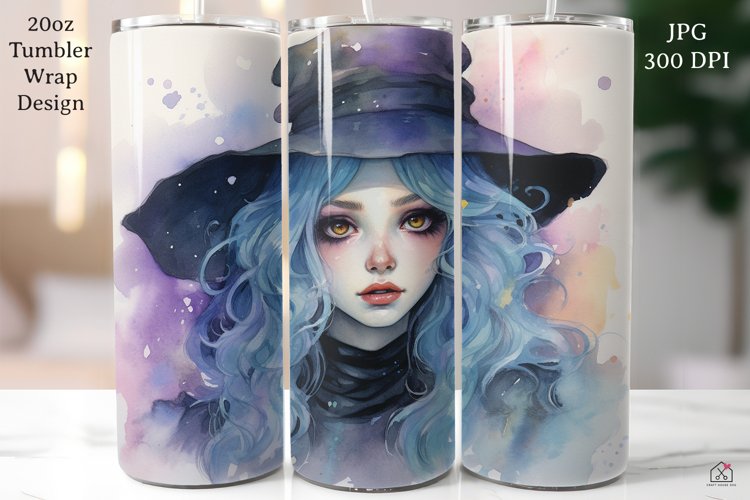 Pastel Halloween 20oz Tumbler Wrap Witch Sublimation Design