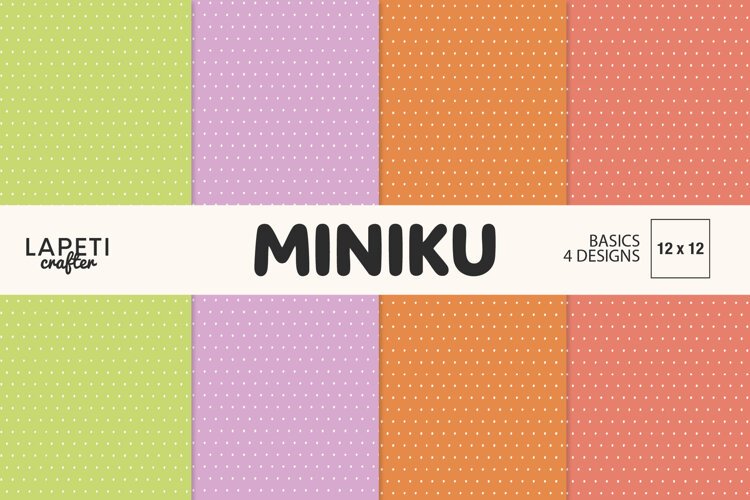 Four pastel Halloween digital papers with small white dots in green, lavender, orange and coral