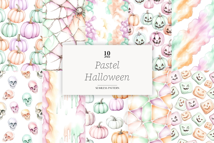 Pastel Halloween Digital Papers | Cute Spooky Background
