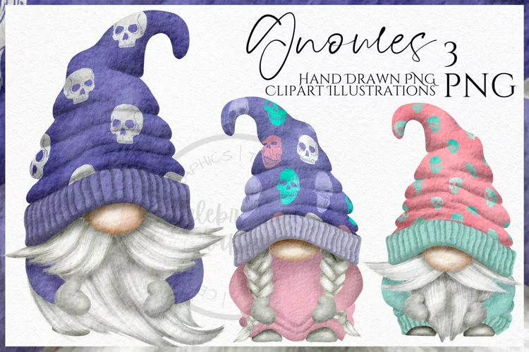 Pastel Halloween Gnomes | Watercolor Clipart Png