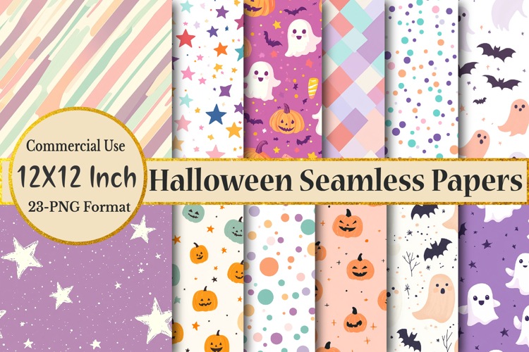 Pastel Halloween Seamless Digital Papers