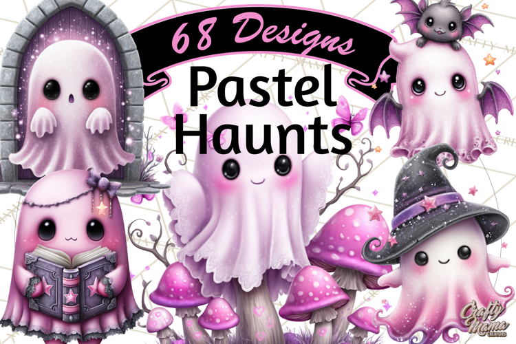 Halloween Clipart PNG, Pink Pastel Goth Halloween Ghost