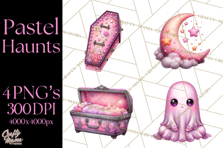 Halloween Clipart PNG, Pink Pastel Goth Halloween Ghost