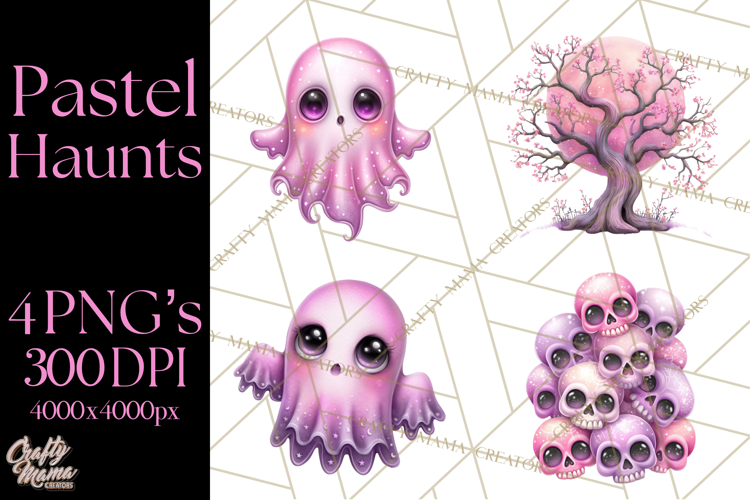 Halloween Clipart PNG, Pink Pastel Goth Halloween Ghost