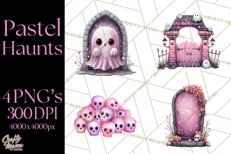 Halloween Clipart PNG, Pink Pastel Goth Halloween Ghost