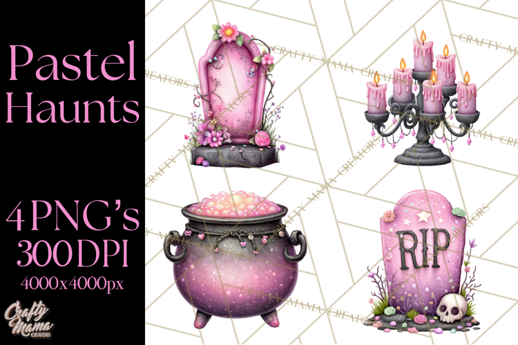 Halloween Clipart PNG, Pink Pastel Goth Halloween Ghost