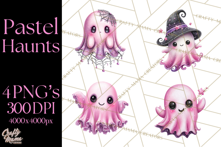 Halloween Clipart PNG, Pink Pastel Goth Halloween Ghost