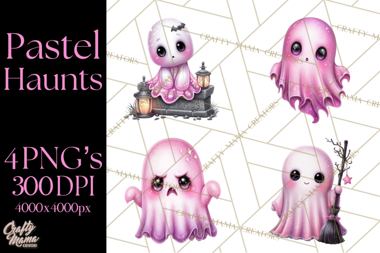 Halloween Clipart PNG, Pink Pastel Goth Halloween Ghost