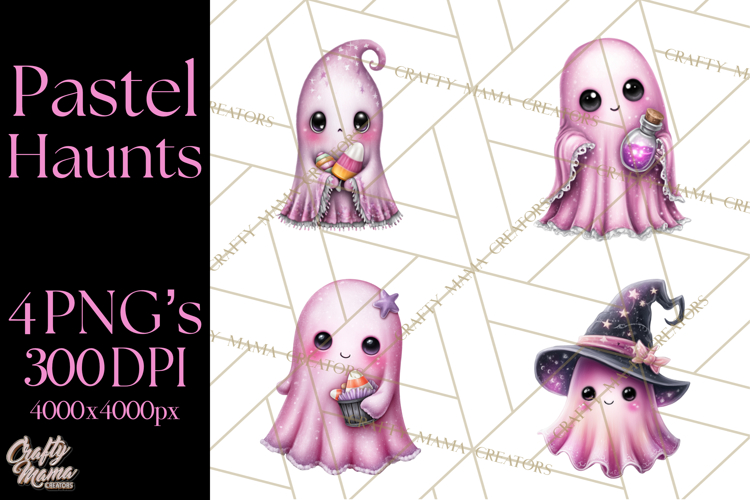 Halloween Clipart PNG, Pink Pastel Goth Halloween Ghost