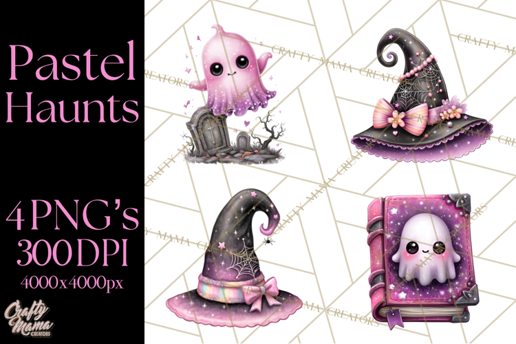 Halloween Clipart PNG, Pink Pastel Goth Halloween Ghost