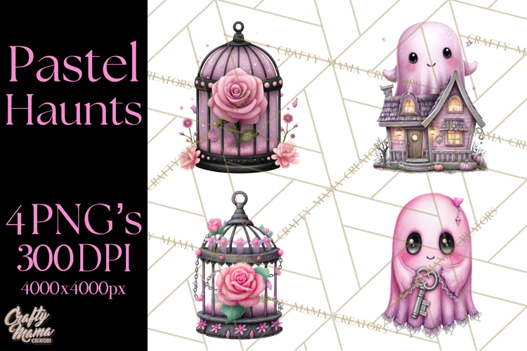 Halloween Clipart PNG, Pink Pastel Goth Halloween Ghost