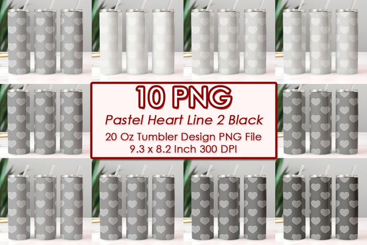 Pastel Heart Line 2 Black Valentine Tumbler Design 10 PNG