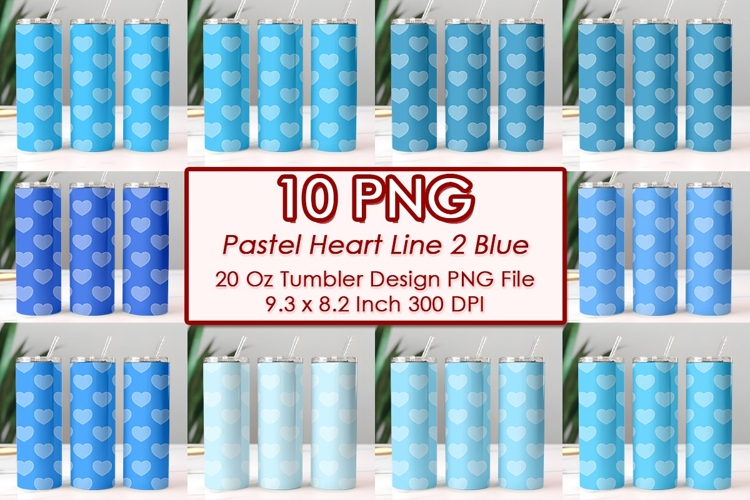 Pastel Heart Line 2 Blue Valentine Tumbler Design 10 PNG
