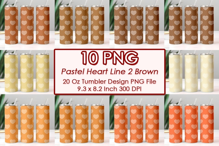 Pastel Heart Line 2 Brown Valentine Tumbler Design 10 PNG