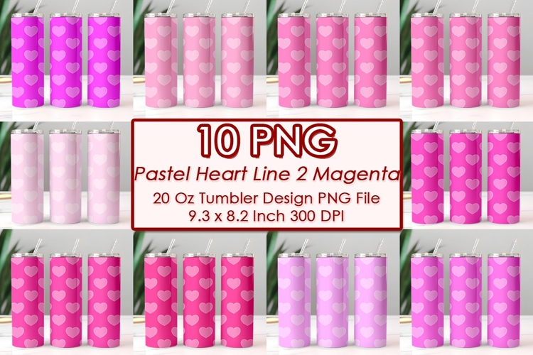 Pastel Heart Line 2 Magenta Valentine Tumbler Design 10 PNG