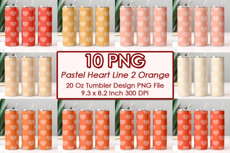 Pastel Heart Line 2 Orange Valentine Tumbler Design 10 PNG