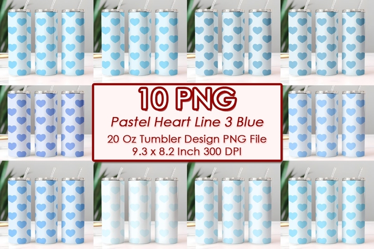Pastel Heart Line 3 Blue Valentine Tumbler Design 10 PNG