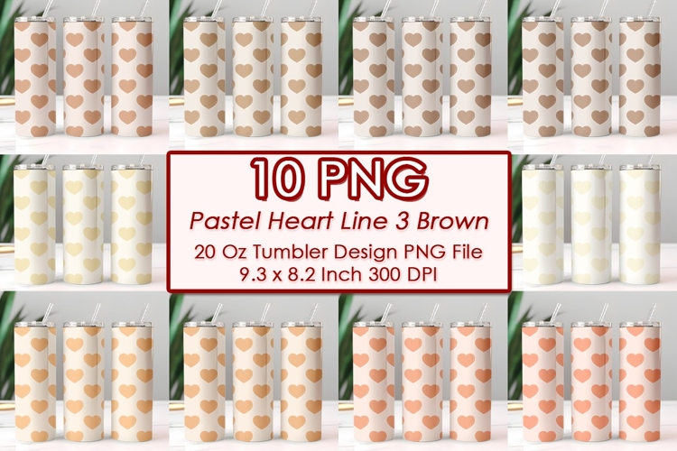 Pastel Heart Line 3 Brown Valentine Tumbler Design 10 PNG