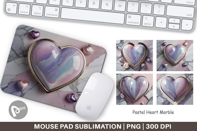 Mouse Pad Pastel Heart Marble