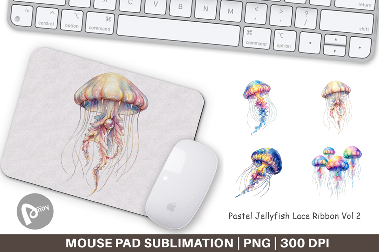 Pastel Jellyfish Lace Mouse Pad