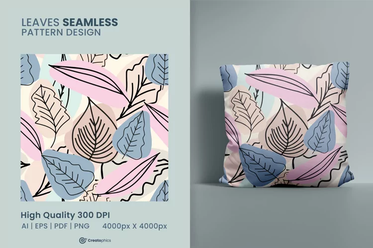seamless pastel leaves pattern design and digital paper