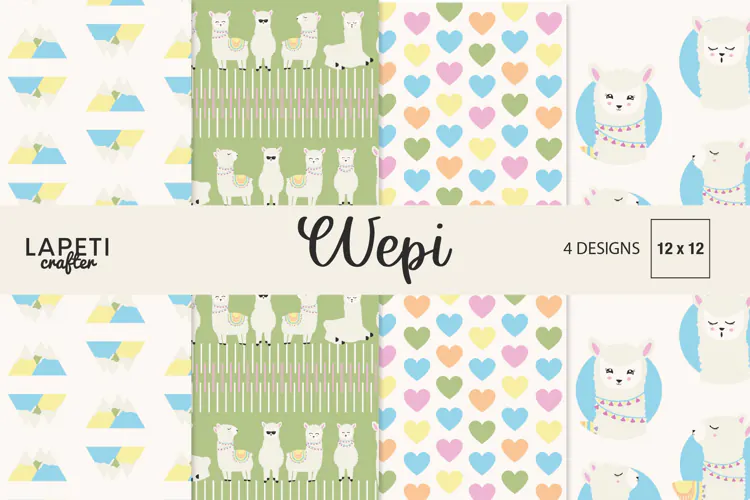 Pastel Llama Digital Papers Boho Scrapbook Patterns