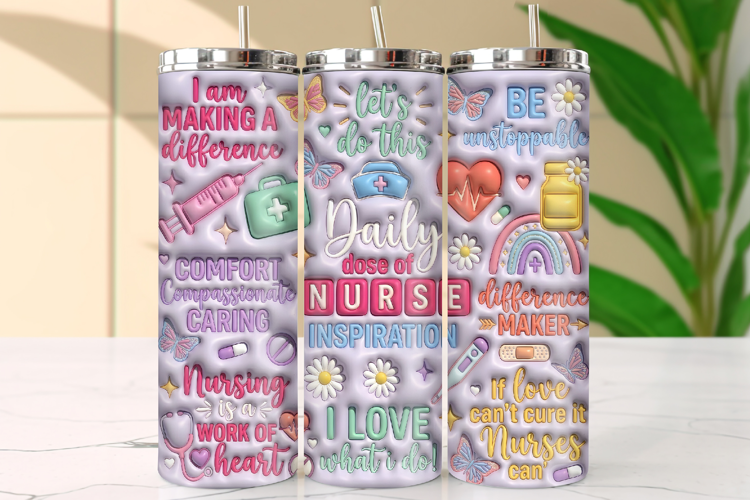 Pastel Multi-Color Nurse Inspiration Quotes Tumbler Wrap
