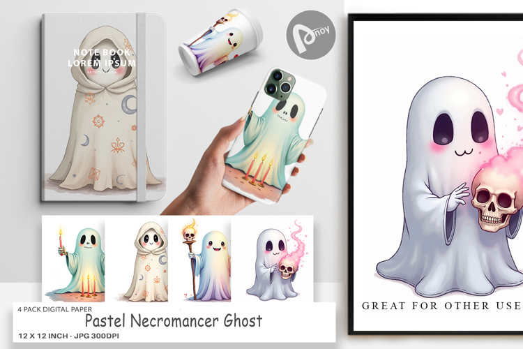 Digital Paper Pastel Necromancer Ghost