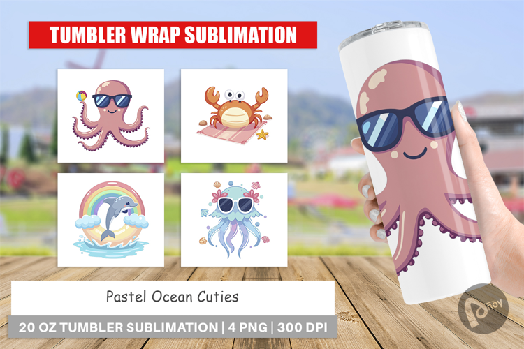 Tumbler Pastel Ocean Cuties
