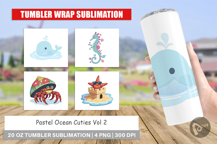Tumbler Pastel Ocean Cuties