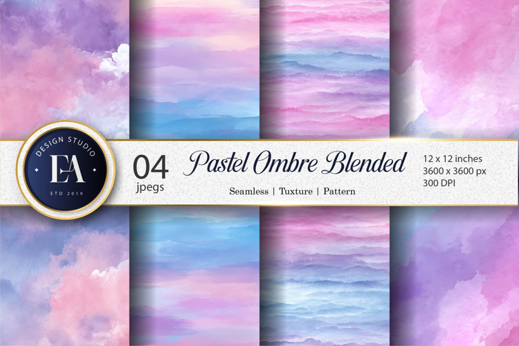 Pastel Ombre Watercolor Wash Blend Art Digital Paper
