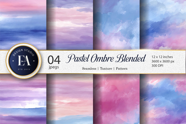 Soft Pastel Ombre Watercolor Blend Seam Digital Paper