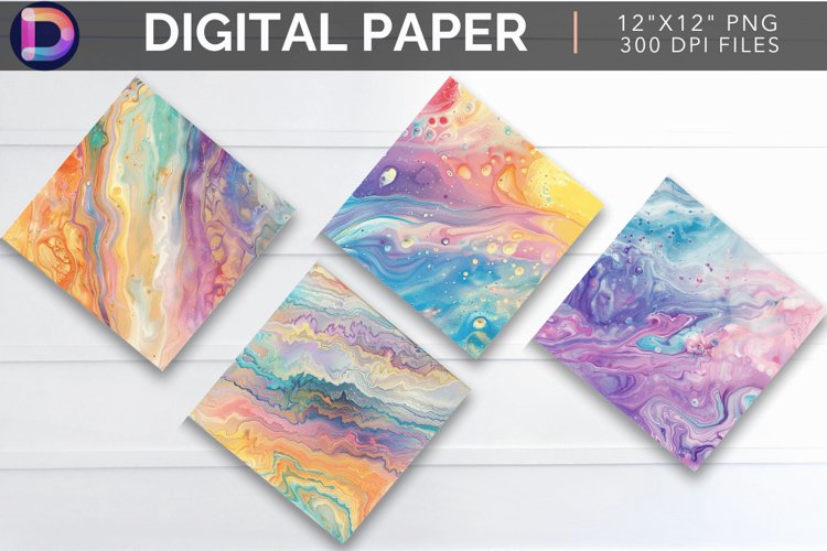 Pastel Paint Pour Digital Paper