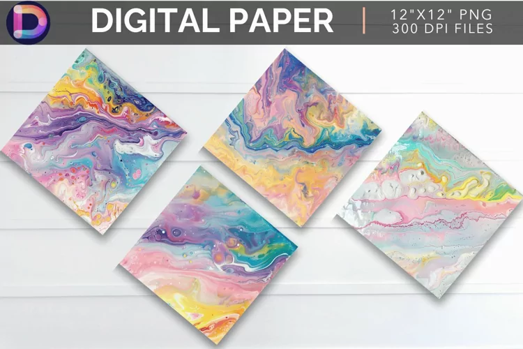 Pastel Paint Pour Digital Paper