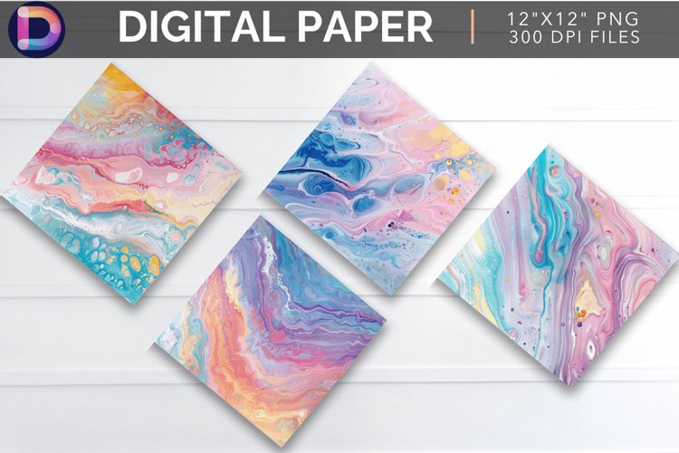 Pastel Paint Pour Digital Paper