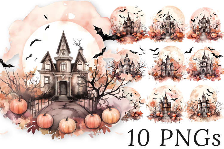 Pastel Halloween Haunted House Bundle: Soft Spooky Aesthetic